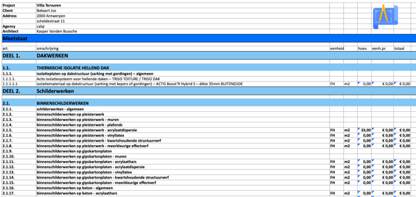 Verbeterde Excel export layout voor meetstaten